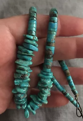 {Vintage} Santo Domingo Turquoise Heishi & Nugget Necklace Graduated Bead 18  • $199.99