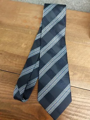 Racing Green Blue White Striped Silk Tie • £8