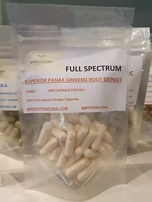 Superior Panax Malaysian Ginseng Capsules 750mg Full Spectrum Top Quality • £15