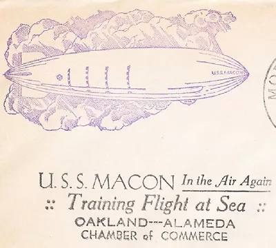 USS Macon Zeppelin Airship Moffet Field 1934 Training Flight Sea Oakland Cover ú • $45