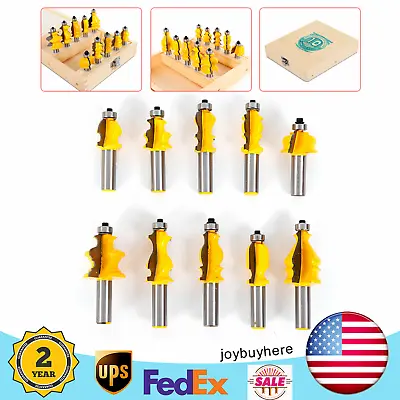 10pcs 1/2  Shank Molding Router Bit Set Architectural Specialty Woodworking Tool • $68.40