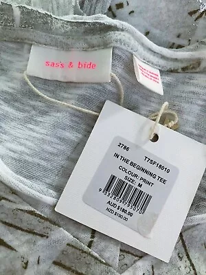 NWT - Sass & Bide 'In The Beginning Tee' - RRP $180 - Size M • $41.50