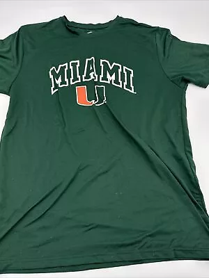 Miami Hurricanes T-Shirt Men X-Large Green Logo Spell Out E5…#5138 • $5.10