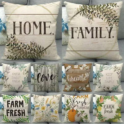 Sweet Home Quotes Sofa Throw Pillow Cover Rustic Family Words Couch Cushion Case • £4.78