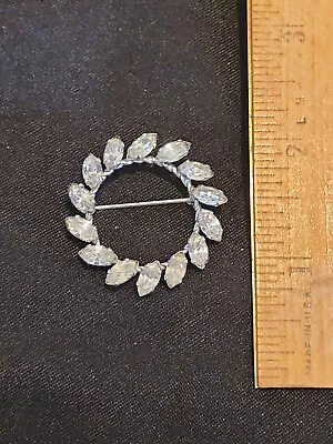 Vtg. Signed Van Dell Sterling Silver & Clear Rhinestones Leaves Brooch Pin  • $39.99