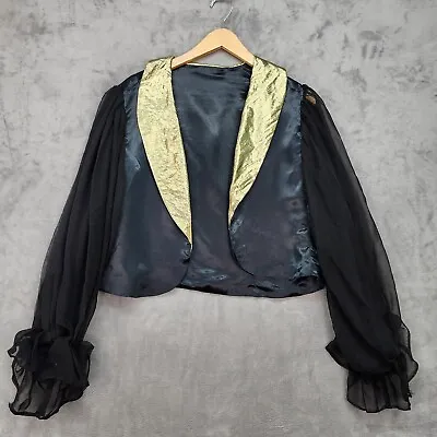 Gothic Womens Shirt Jacket Victorian Medieval Pirate Vampire Cosplay Black Gold • $19.99