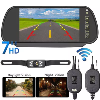 Wireless Backup Camera Rear View System Night Vision 7  Mirror Monitor For Car • $33.90
