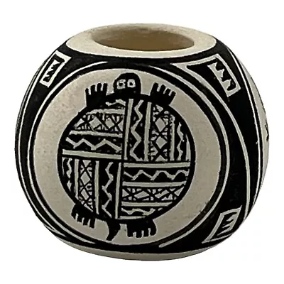 Kimo DeCora Isleta Miniature Seed Pot Black On White Pottery Native American • $95