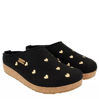 £82.62 • Buy Haflinger Black Hearts Felt Slippers