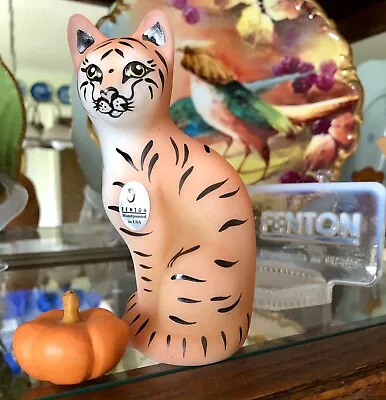 Fenton Large Cat Tiger Artist Kitty Riley Excellent Gorgeous Nib • $186.30