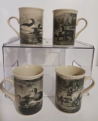 Field & Stream Set Of 4 Wild Game Hunting Coffee Mugs 1 Buck 1 Elk & 2 Duck Mugs • $31