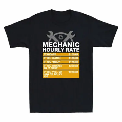 Humor Shirt T-Shirt Vintage Mechanic Gift Funny Hourly Rate Cotton Men's • $27.49