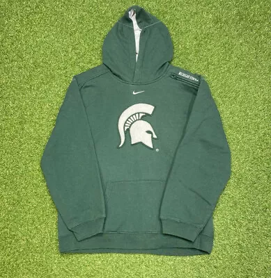 Nike Womens Michigan State Spartans Hoodie Center Check Sherpa Logo Size Large L • $19.99