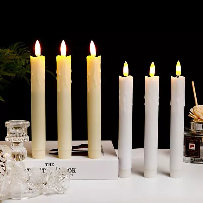 2 Pack LED Flameless Taper Candle Light Battery Long Candlestick Dinner Candles • £6.69