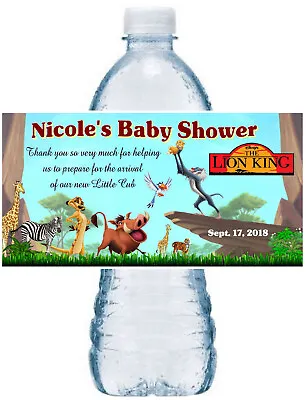 $8.99 • Buy 20 Lion King Baby Simba Baby Shower Party Favors ~ Water Bottle Labels