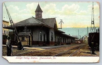 Postcard Shenandoah PA Pennsylvania Lehigh Valley Station Railroad Depot C1908 • $11.95