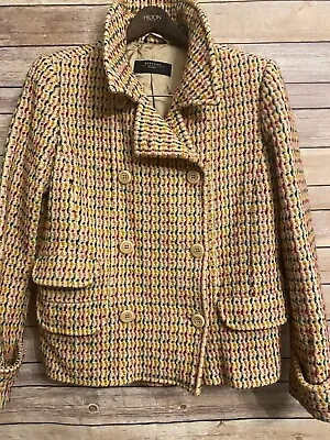 Max Mara Weekend Vintage Jacket Size 10 Wool Tweed Boucle Rainbow Plaid Colorful • $59.99
