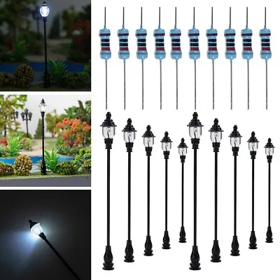 10 X OO / HO Gauge Led Street Light Model Train Railway Path Lamp Post 1:87 • £10.12