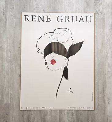 Vintage 1980s Renee Gruau Le Rouge Baiser Editions Du Desastre Poster France  • $249.99