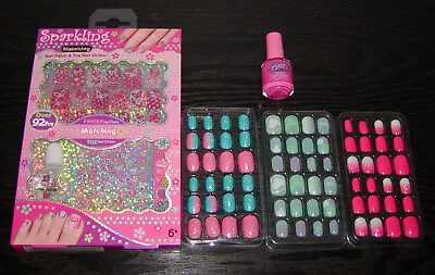 Lot**kids Sticker Kit*pink*glitter++3 Sets Fake Nails++bubble Yum Scented Polish • $15.59