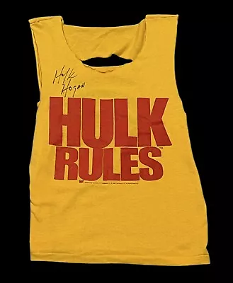 Wwe Hulk Hogan Signed Shirt Vintage Hulk Rules 1988 With Hogan Hologram Coa S • $699.99