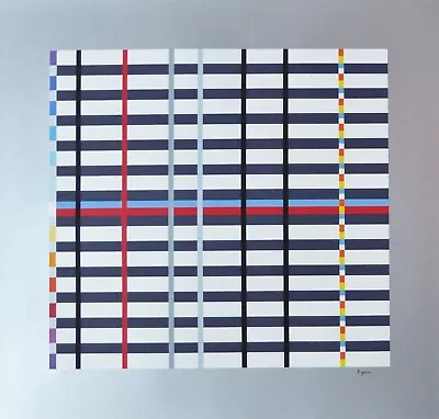 YAACOV AGAM Hommage To Mondrian (gray) 1975 HAND SIGNED Tribute LITHOGRAPH #77 • $695