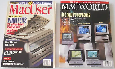 Macworld 12/92 & MacUser 9/92 New Powerbooks & Best Printers Vintage Good Cond. • $14.88