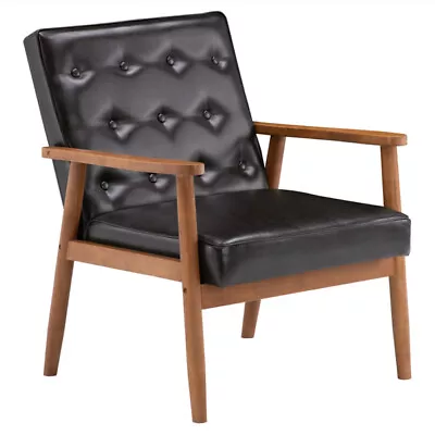 (75 X 69 X 84)cm Retro Modern Wooden Single ChairBrown PU • $153.30