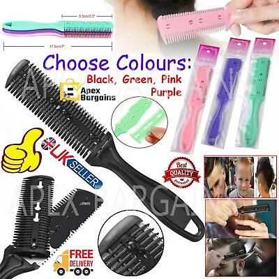 Double Side Hairdressing Hair Thinning Comb Trimmer Cutter Barber Grooming Brush • £2.79