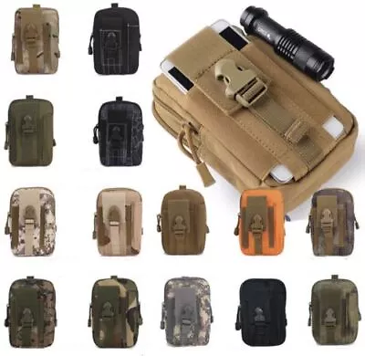 Men Women Military Tactical Camo Phone Molle Pouch Belt Waist Fanny Pack Bag • £7.99