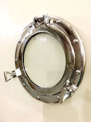 12  Nickel Plated Aluminum Porthole-Window Ship Round Glass Wall Décor Porthole. • $107.10