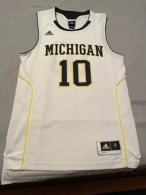 Michigan Wolverines Adidas #10 White Basketball Jersey - Size Small • $35