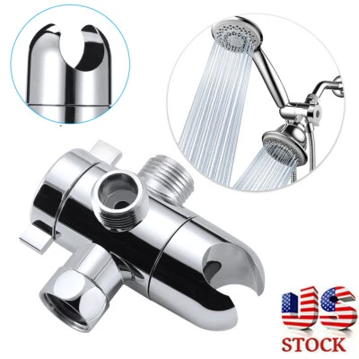$7.99 • Buy ABS Bathroom Shower Head Diverter 3-Way Valve Sprayer Arm Mount Water Separator