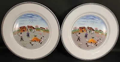 Villeroy & Boch Design Naif * Set Of 2 * Country Farm Scene Plates 8 1/2  EXC • $25