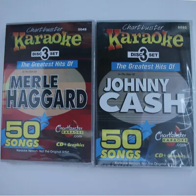 Johnny Cash & Merle Haggard COUNTRY KARAOKE CD+G CHARTBUSTER 6 DISC NEW IN CASE • $34.99