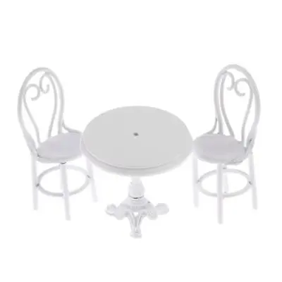 $24.72 • Buy 1:12 Dollhouse Miniature Furniture 3pcs Dining Table Chairs Model Set White