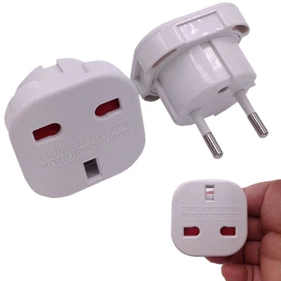 £2.99 • Buy 3-Pin UK Travel Plug To EU European Euro Europe 2-Pin Socket Converter Adapter