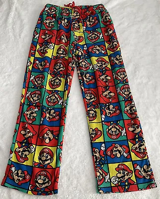 Super Mario Vintage Nintendo All-Over Men's Fleece Pajama Pants Size M • $23.18