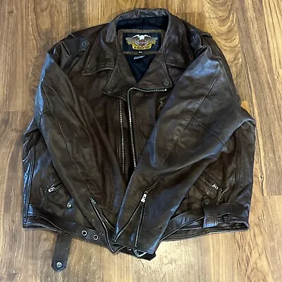 Official Harley Davidson Men's Brown Leather Jacket 3XL Vintage Rare Size XXXL • $300
