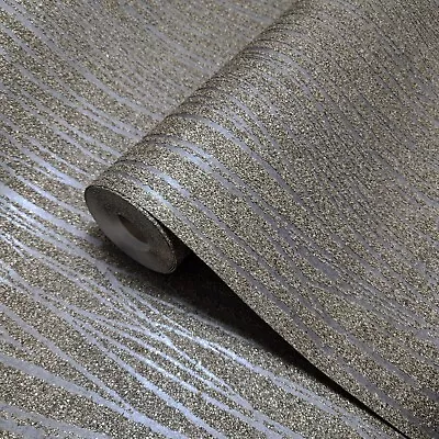 Brass Mica Chip Textured Real Natural Wallpaper Gray Silver Metallic Zebra Lines • $4.40