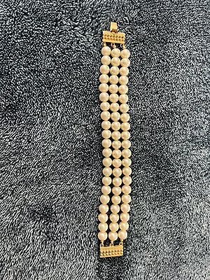 Liz Claiborne Multi Strand Pearl Bracelet With Gold Clasp Vintage Rare Find • $25