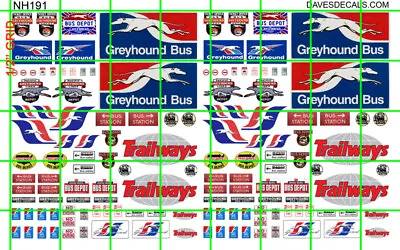 Nh191 Dave's Decals N Scale Bus Station Signage And Advertising Trailway Hound • $4.94