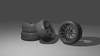 1/24 Work Emotion CR Wheels Tires And Brake Discs For Diorama/diecast UNPAINTED • £8