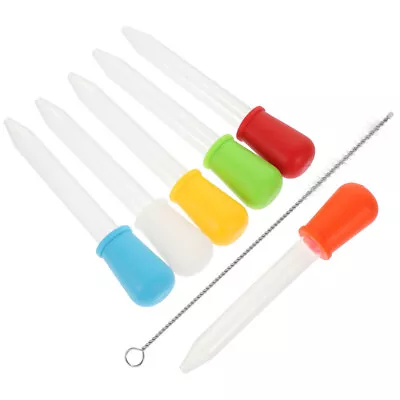 6PC Silicone Droppers Medicine Eye 5ml Clear Liquid Pipettes With Cleaning Brush • $8.02