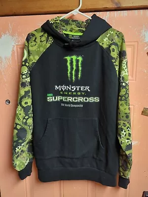 Monster Energy Drink Hoodie Official Promo Camo Fleece Supercross FIM BaggyLarge • $34.99