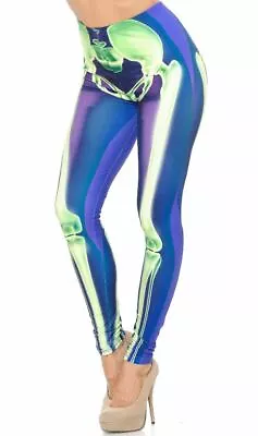 £16.54 • Buy Creamy Soft Cyan Blue Skeleton Bones Leggings