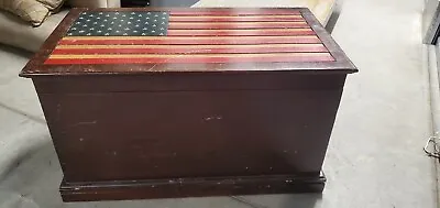 Ashley Furniture American Flag Wooden Storage Trunk • $50