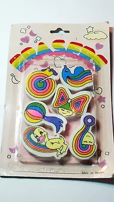 Vintage Rainbow Erasers Various Shapes In Original Packaging Set Of 6 • $8.99