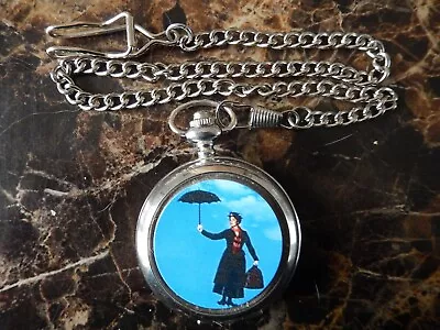 Mary Poppins Chrome Pocket Watch With Chain (new) • $18.66