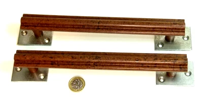 £125 • Buy PAIR RARE WALNUT BAKELITE & CHROME DOOR HANDLES/PULLS ART DECO 1930s